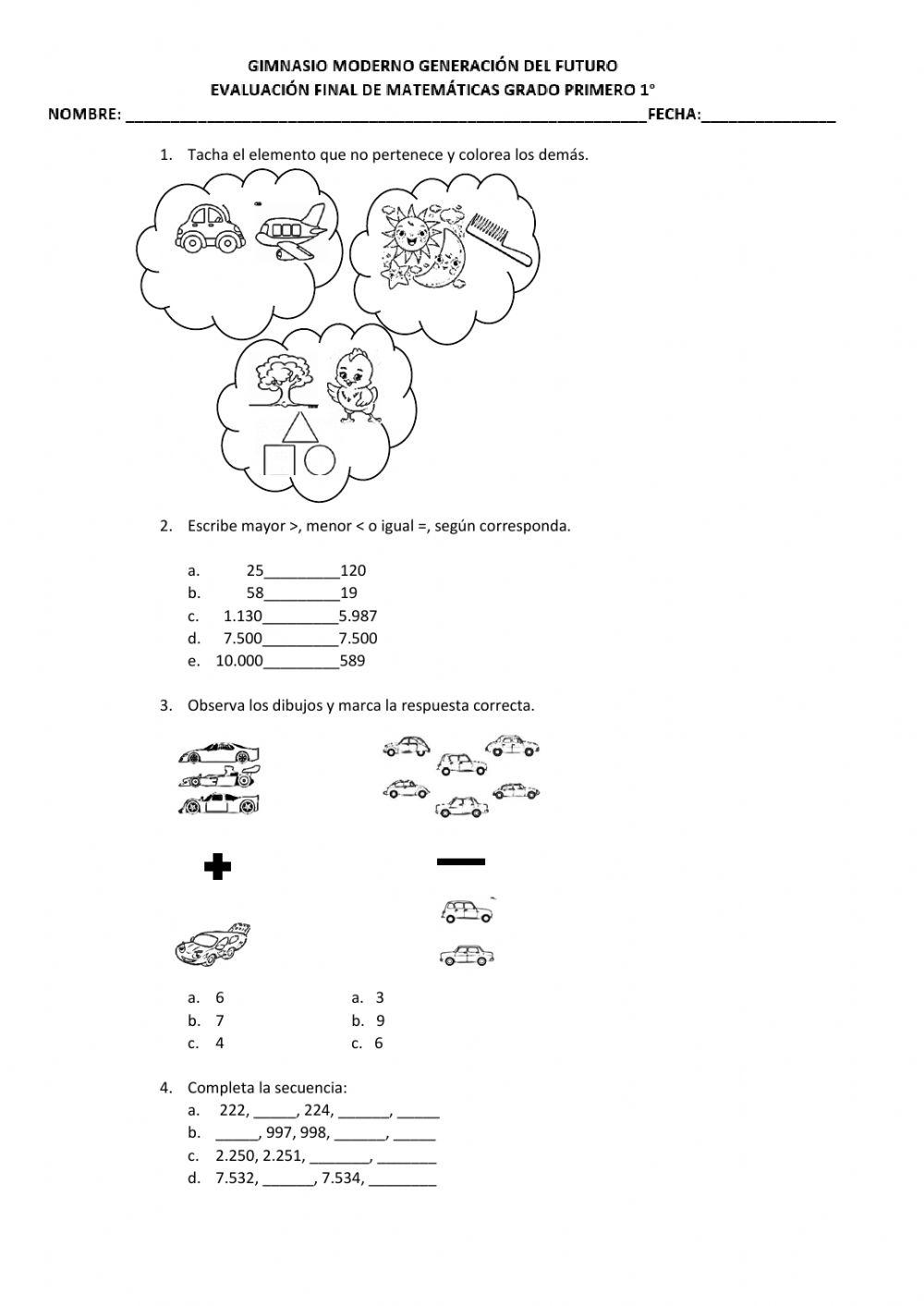 Evaluacion final matematicas