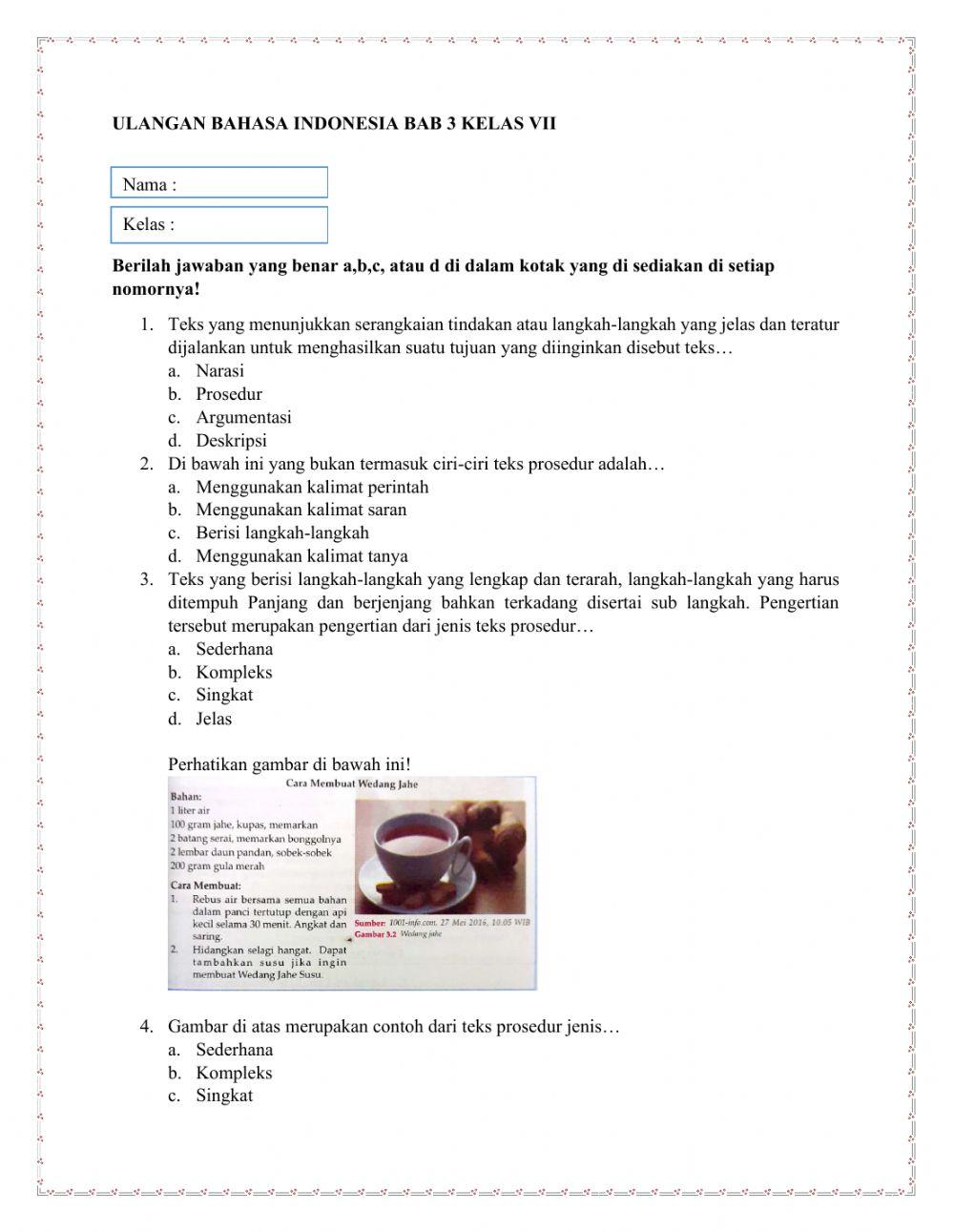 Ulangan Harian Bab 3 Kelas 7
