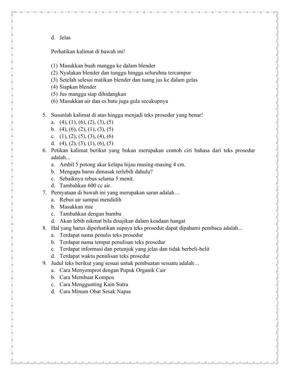 Ulangan Harian Bab 3 Kelas 7