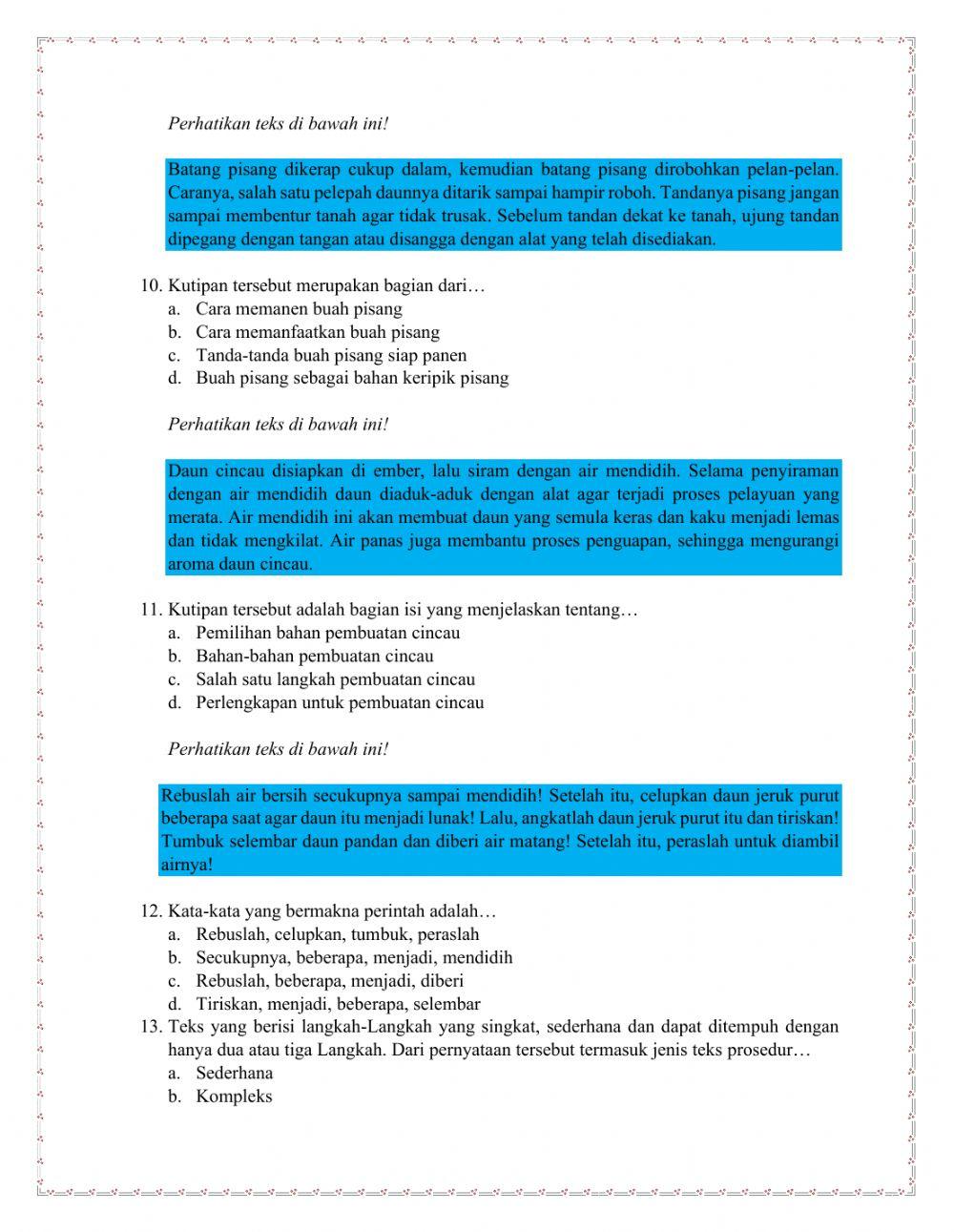 Ulangan Harian Bab 3 Kelas 7