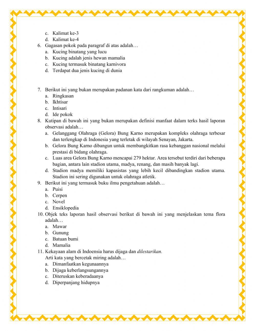 Ulangan Harian Bab 4 Kelas 7