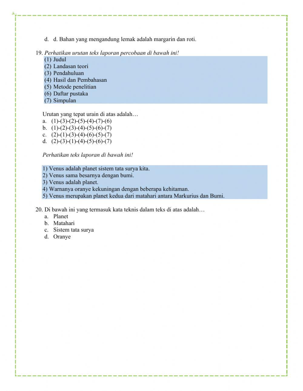 Ulangan Harian Bab 1 Kelas 9