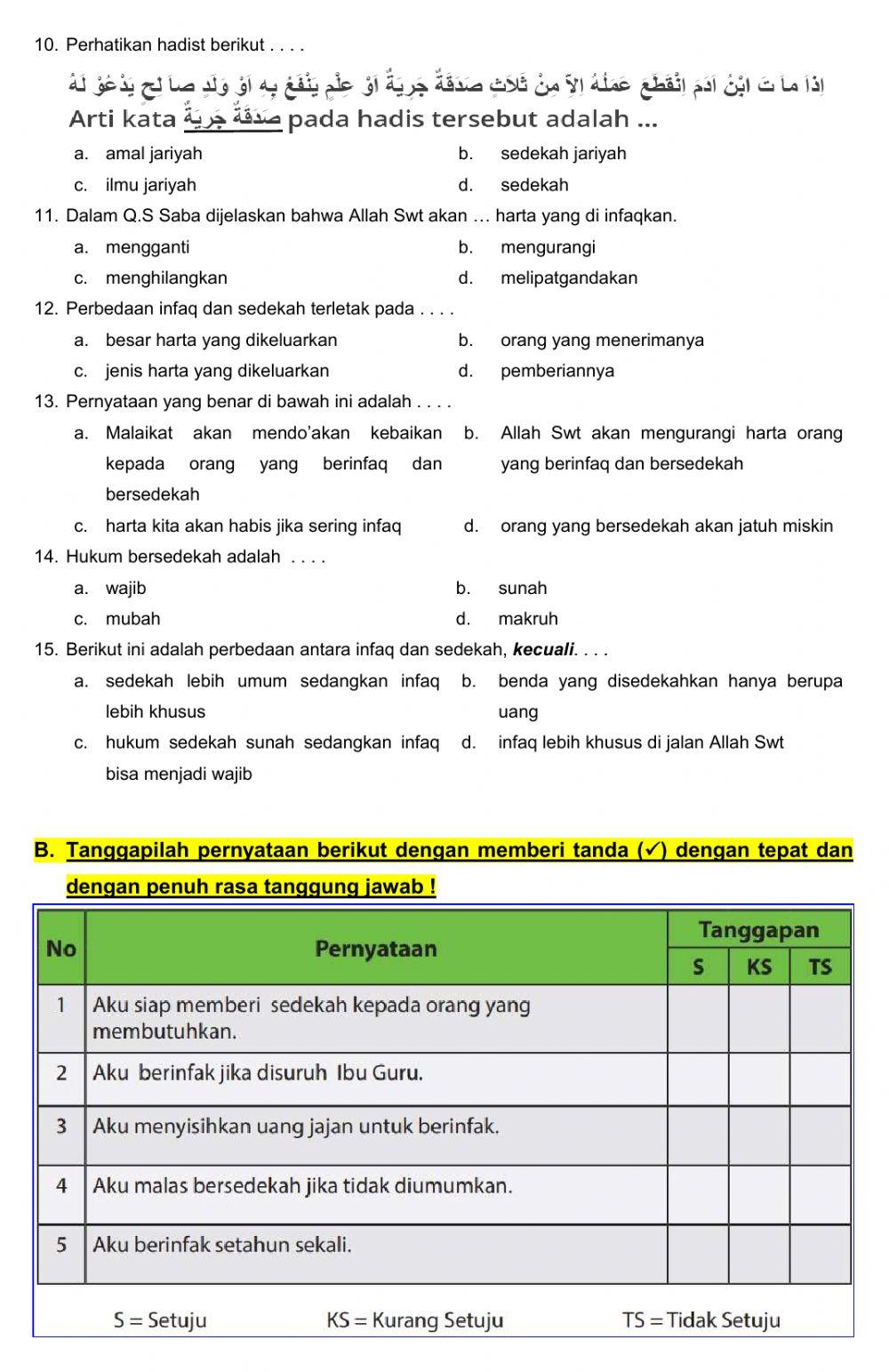 Latihan Interaktif Infaq dan Sedekah