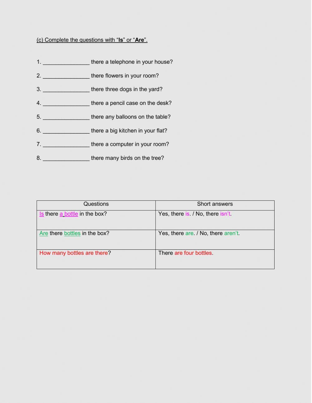 There's - There are (Unit 6: The Old House)