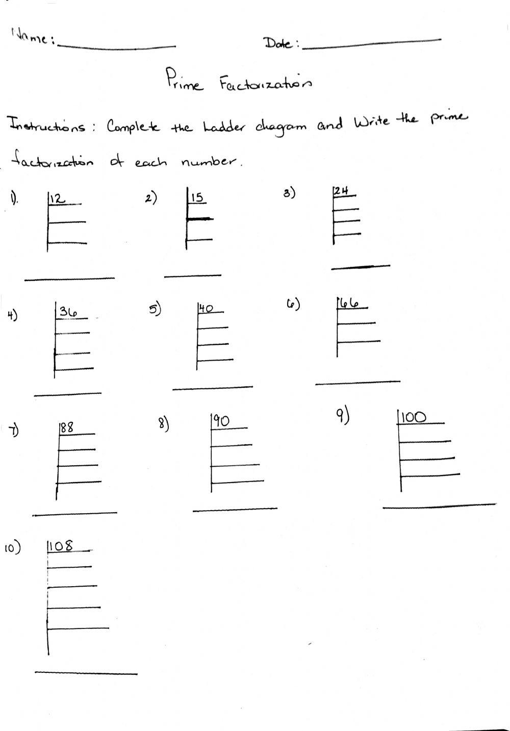 Prime Factorization - Ladder Method