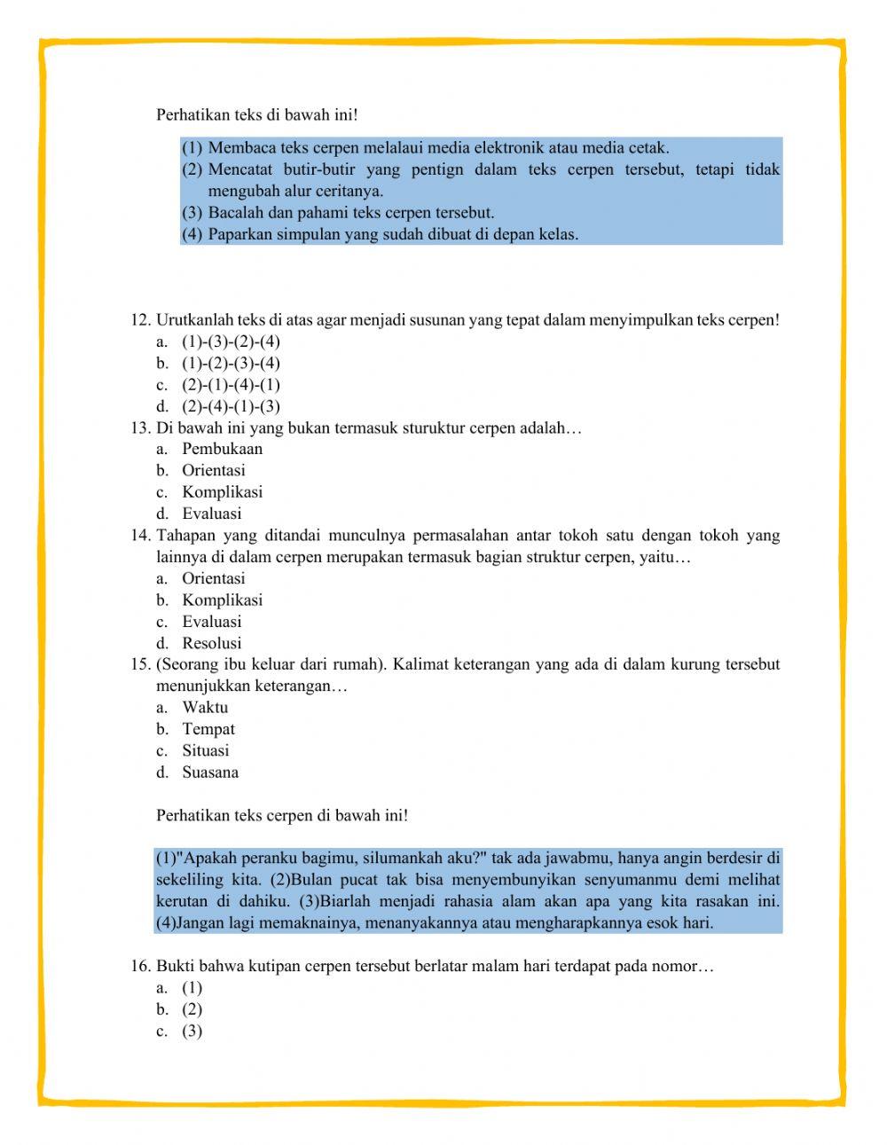 Ulangan Harian Bab 3 Kelas 9