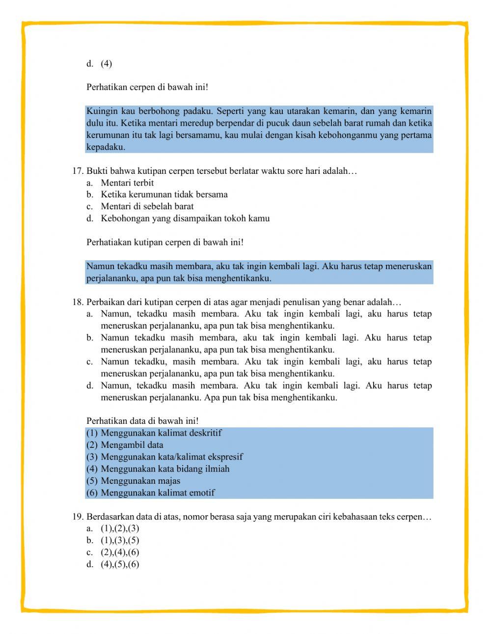 Ulangan Harian Bab 3 Kelas 9