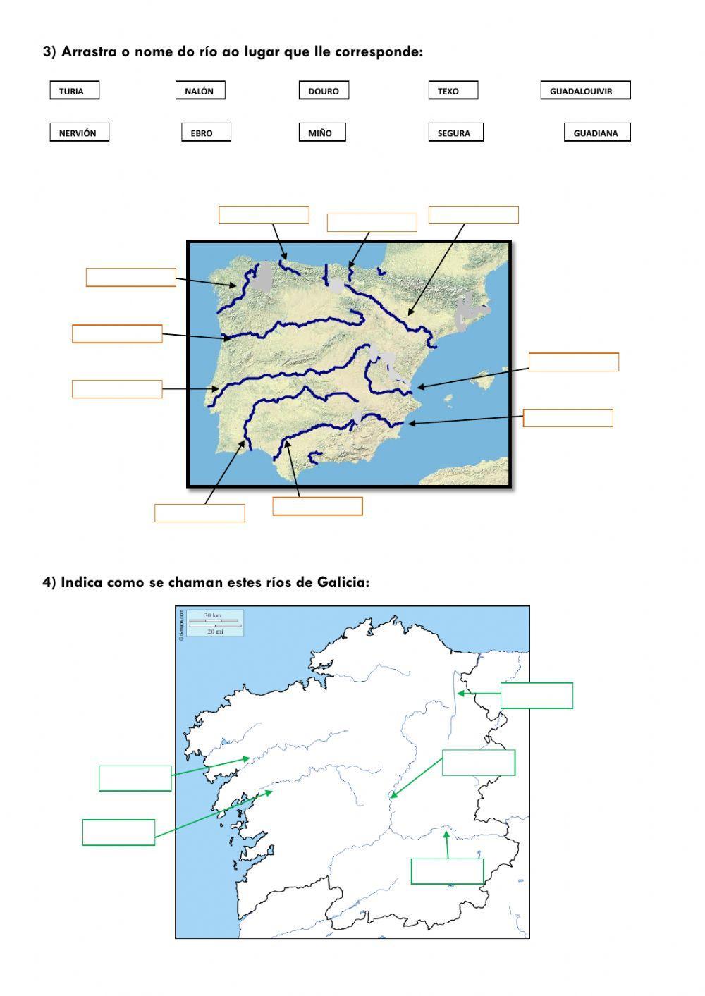 Partes dos ríos e ríos de España e Galicia
