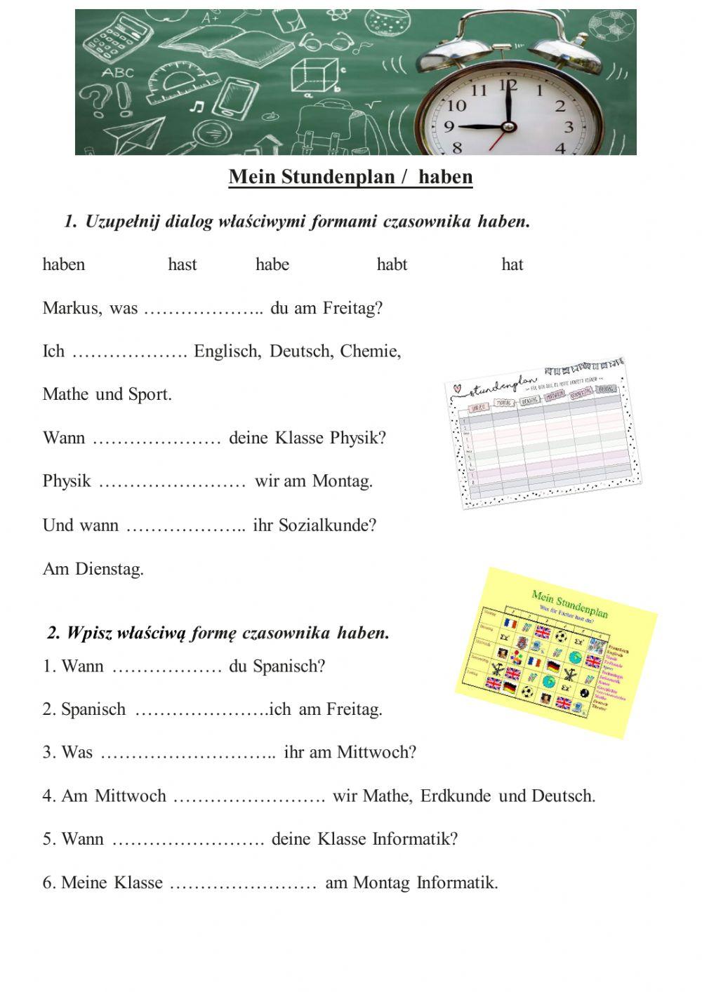 Mein Stundenpla - haben