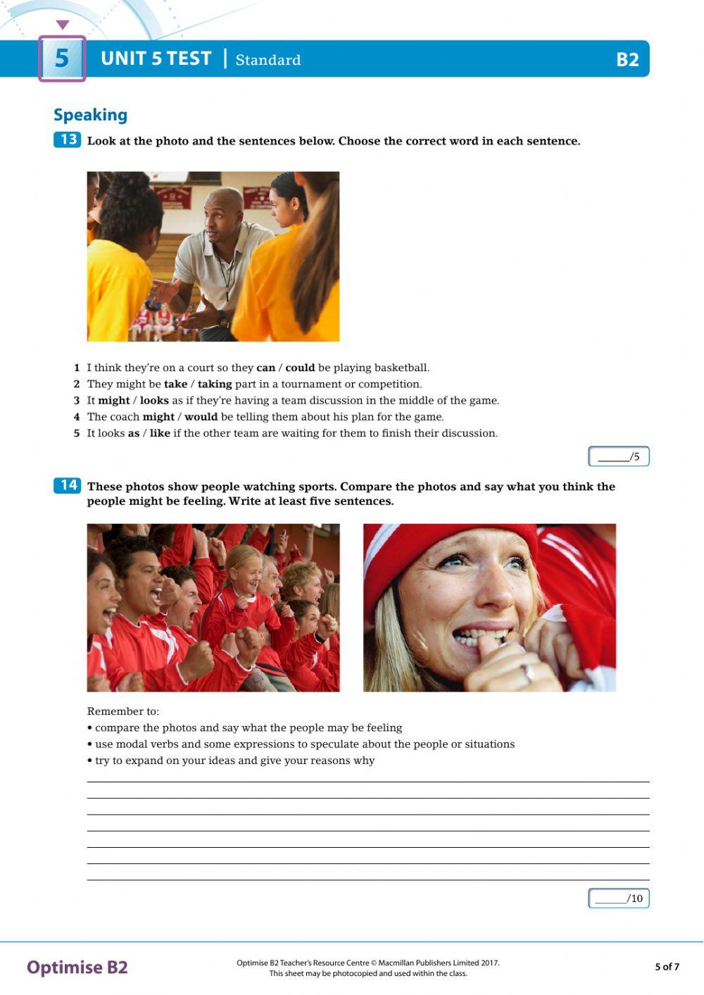 Optimise b2 unit 5 online exercise for | Live Worksheets