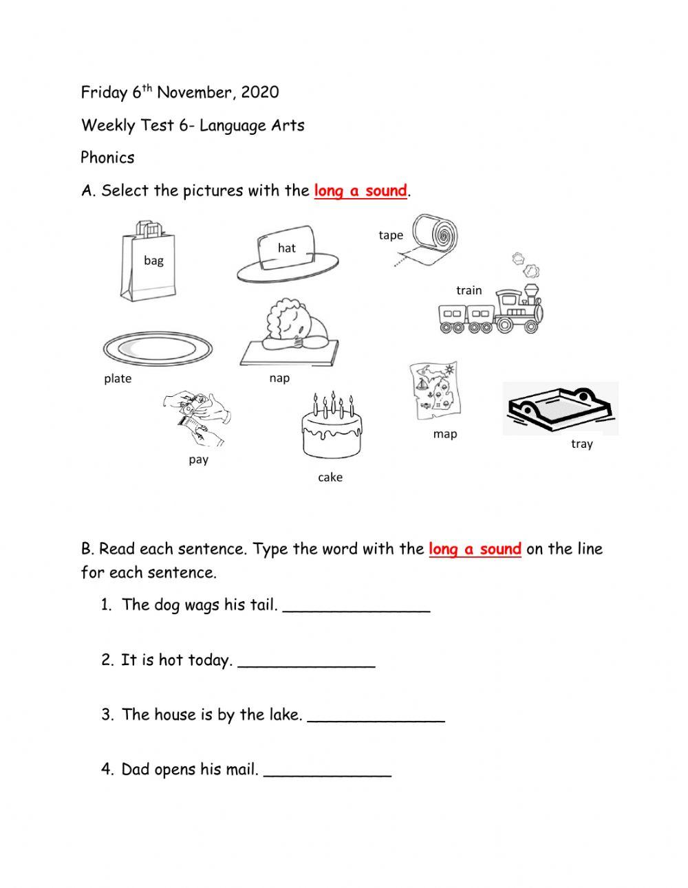 Weekly Test 6- Language Arts