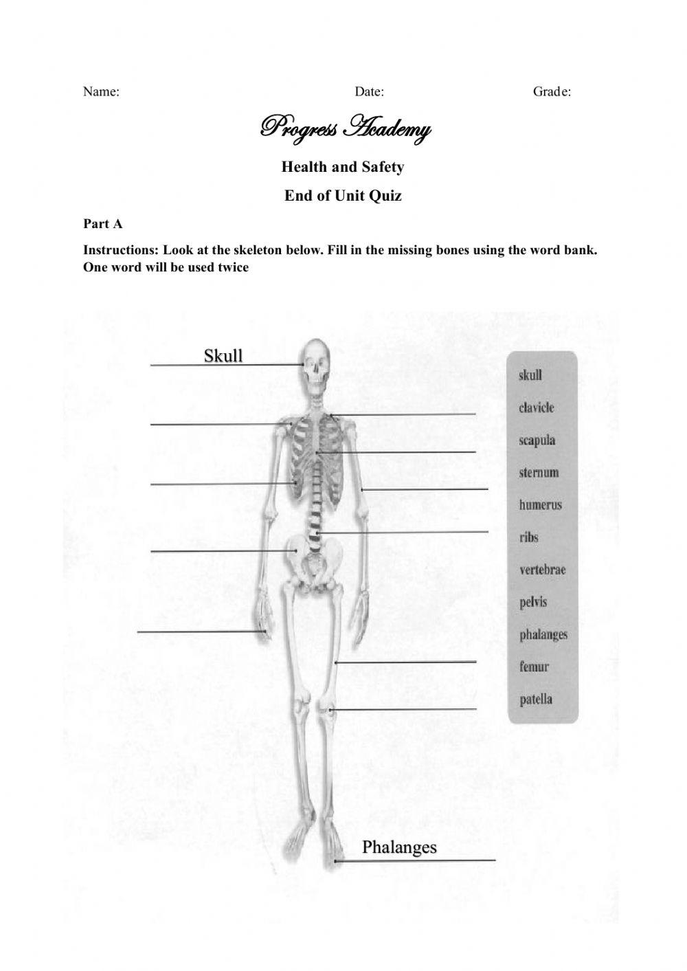 Health and Safety End of unit Test Grade 4