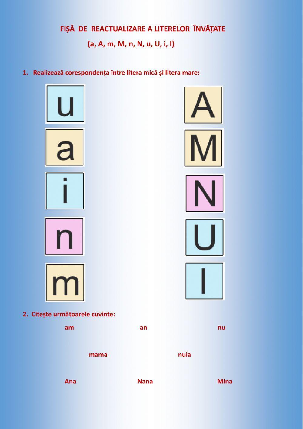 Reactualizarea literelor A, M, N, U, I