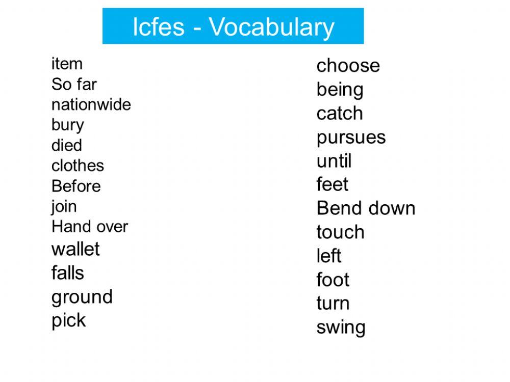 Icfes vocabulario en Ingles