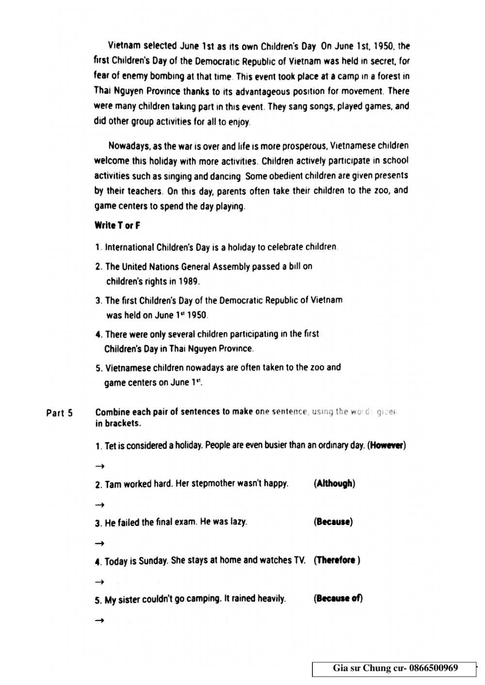 Lớp 8- Bài kiểm tra 45p Unit 4,5