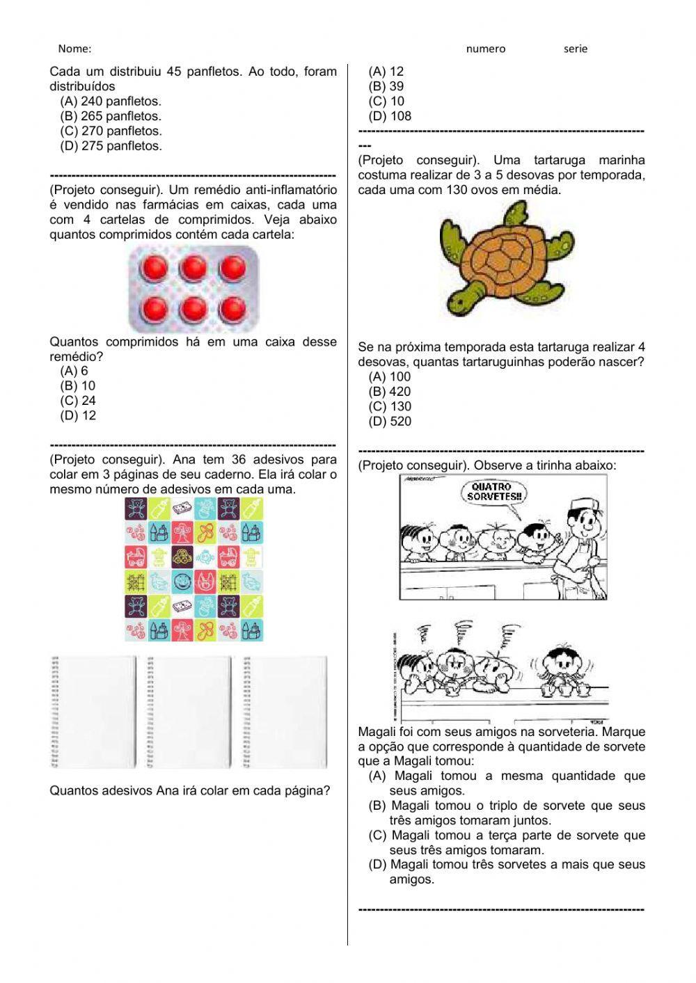 Resolução de problemas com numeros naturais