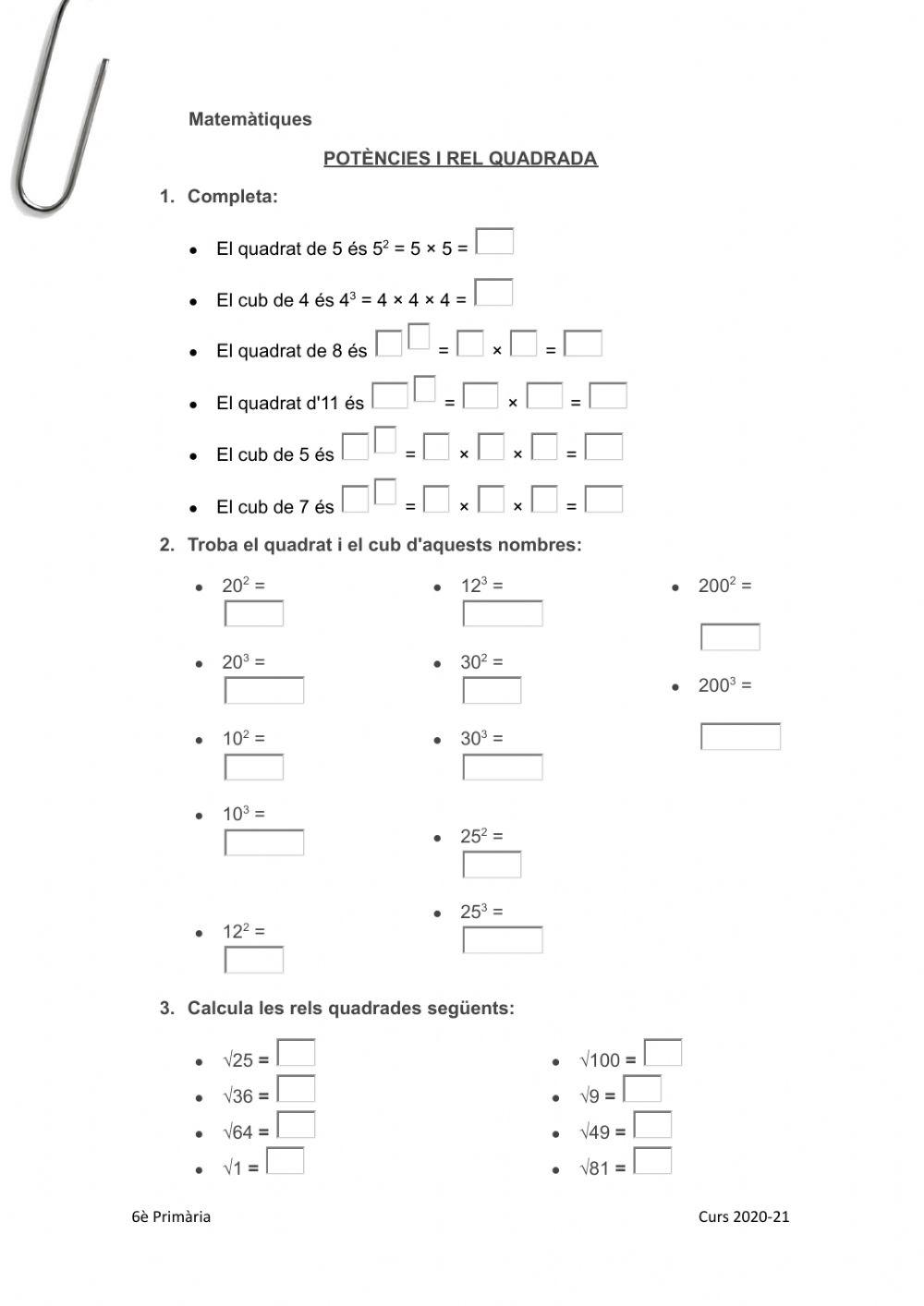 Potències i rels quadrades