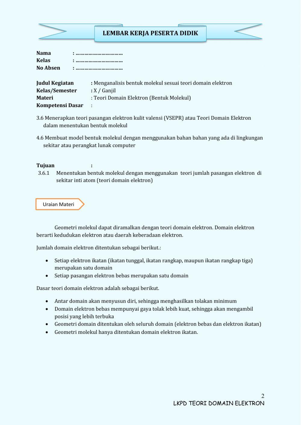 LKPD Teori Domain Elektron siklus 1