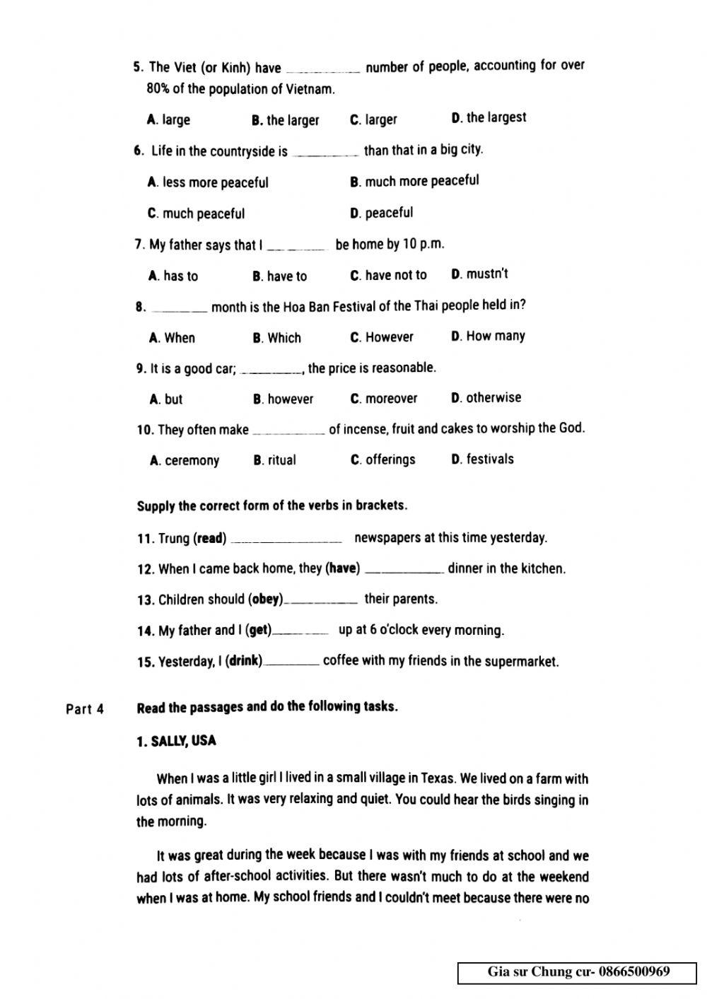 Lớp 11- cuối kỳ- test 2