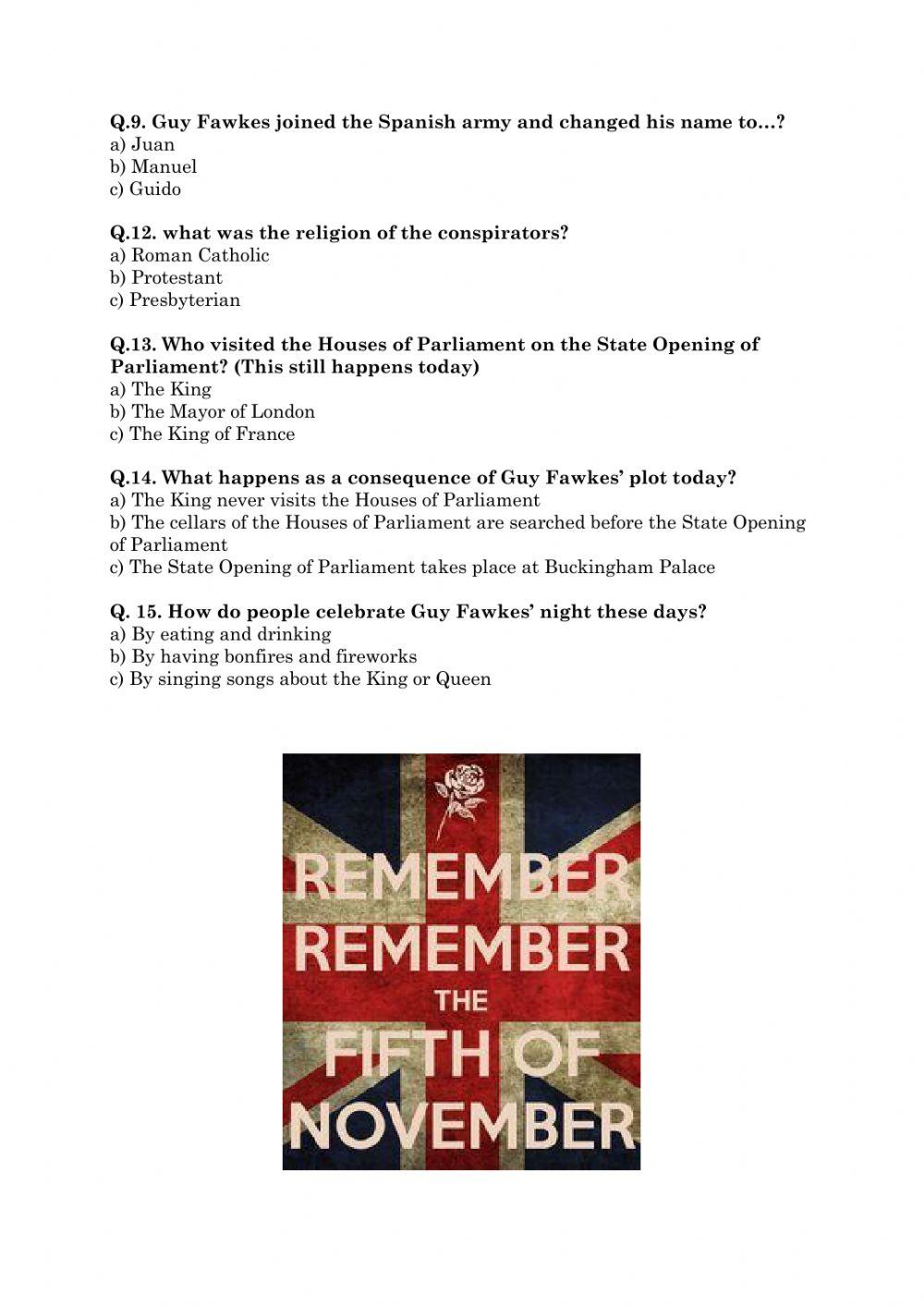 Guy Fawkes Quiz