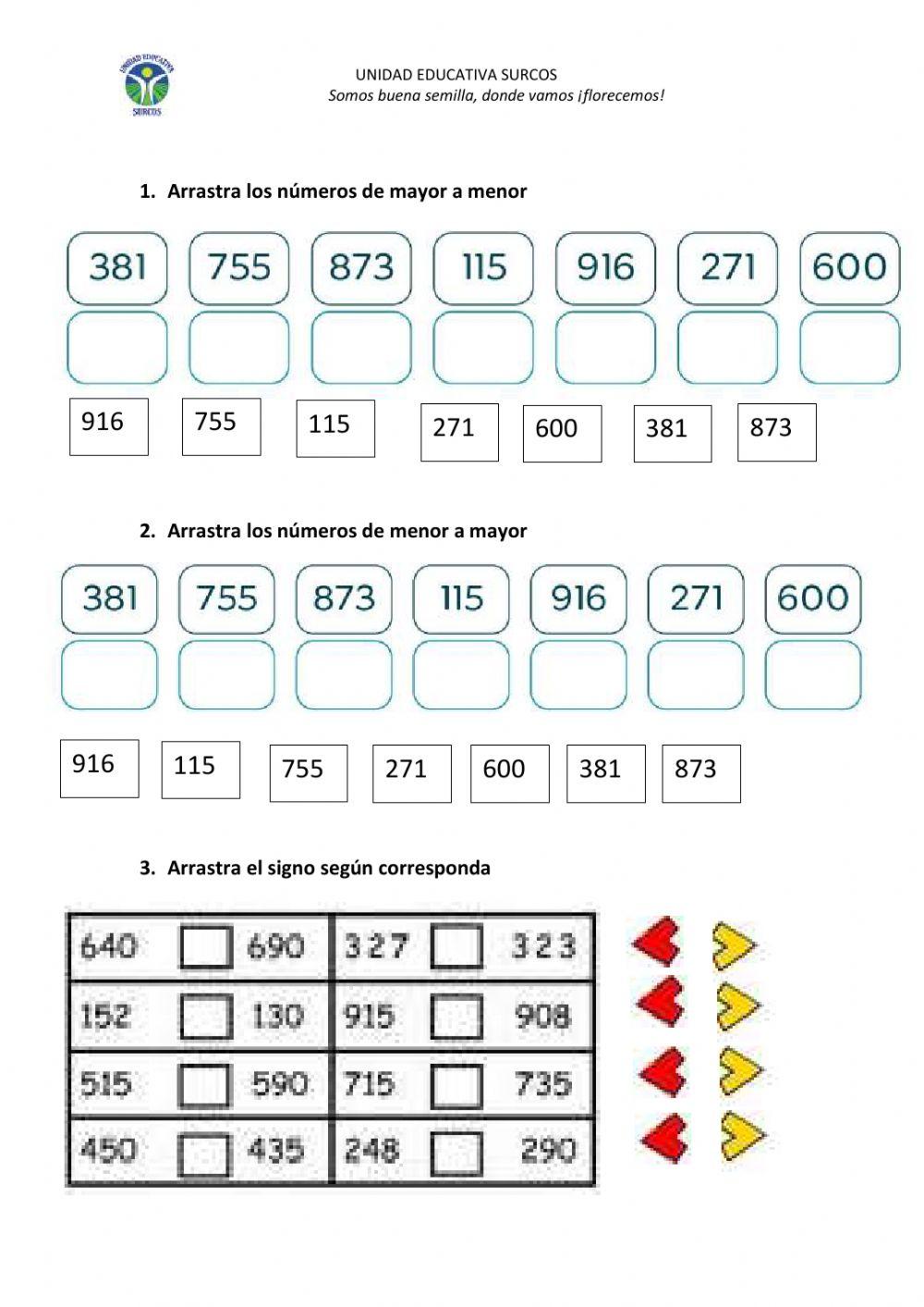 Mayor que y menor que