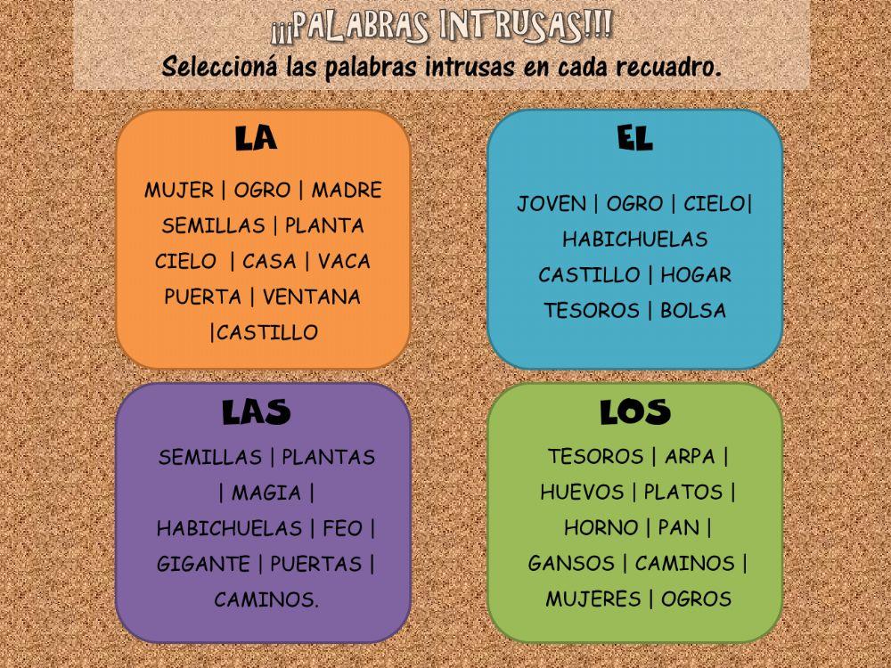 Palabras en problemas