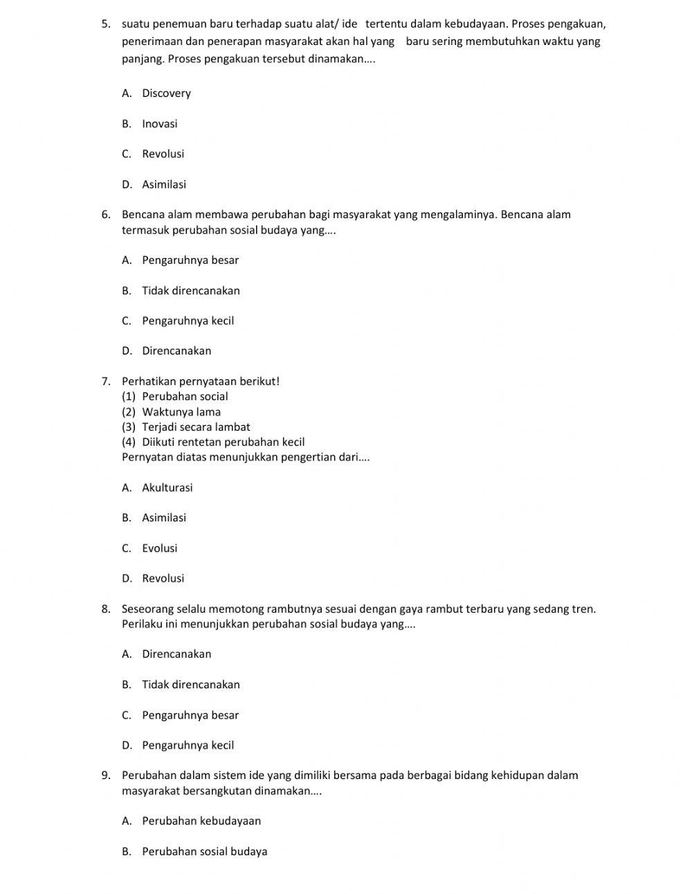 Perubahan sosial budaya