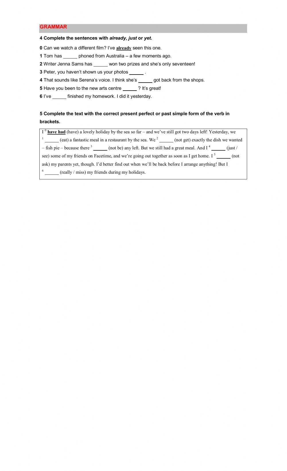 Present perfect and past simple