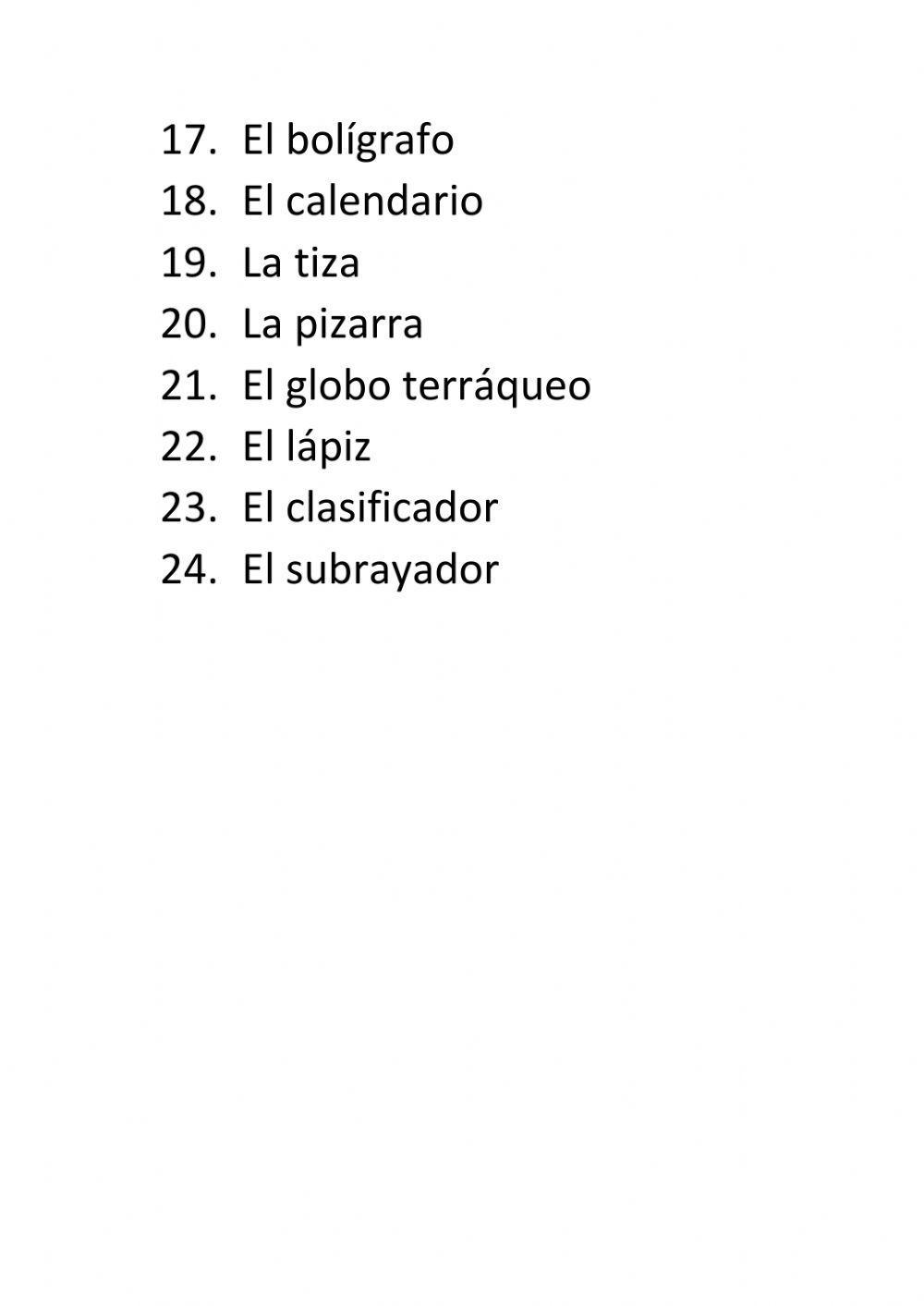 El material escolar en francés