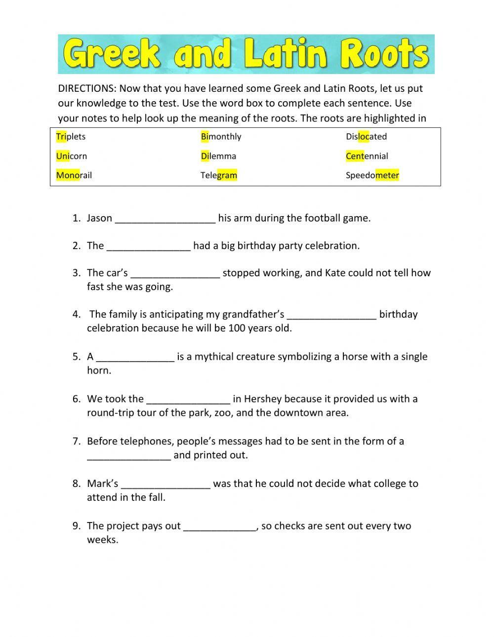 Greek and Latin Roots