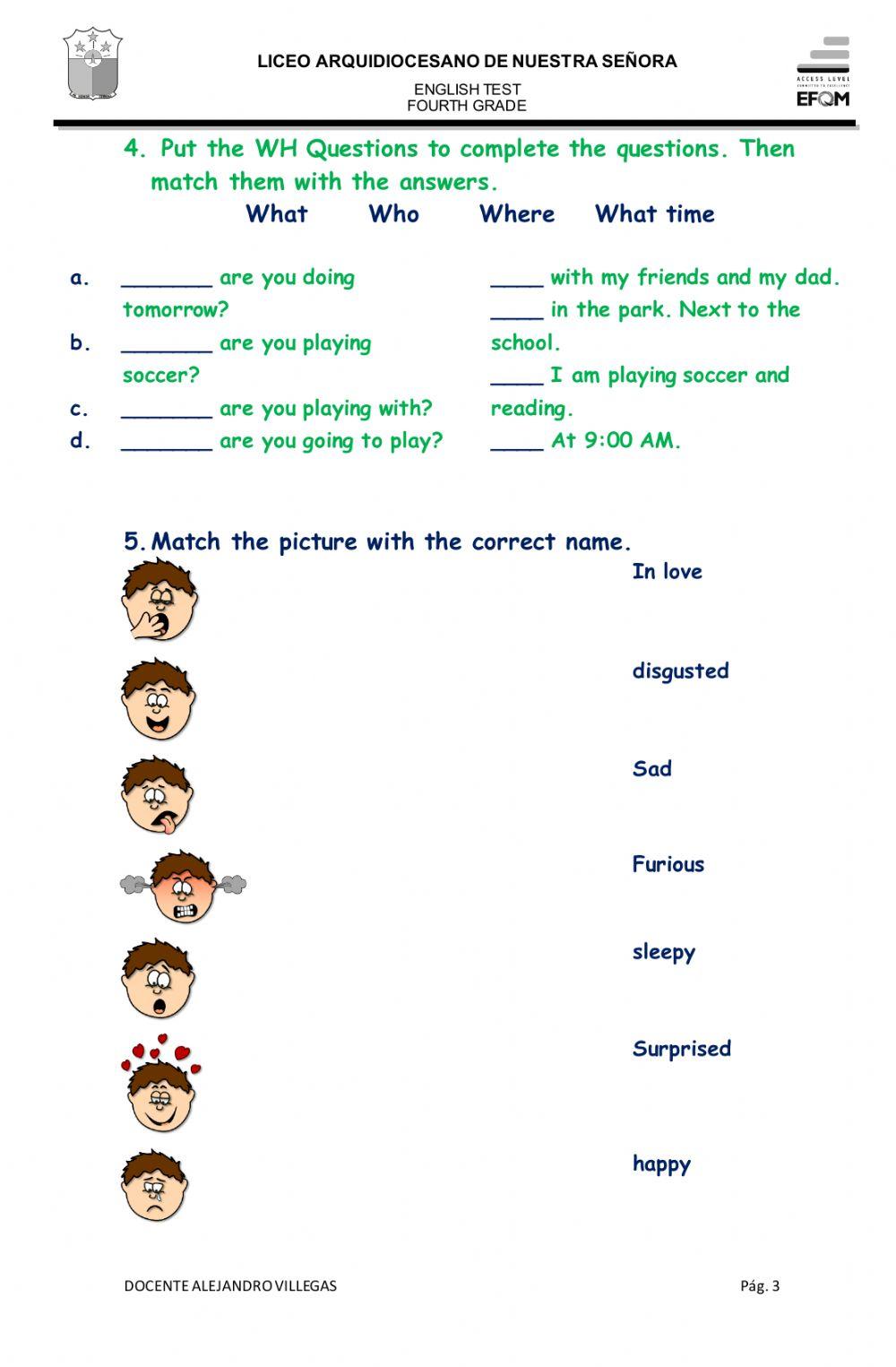 Fourth grade final test