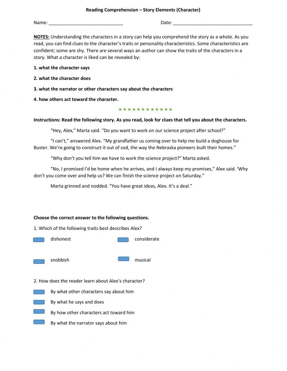 Story Elements: Character