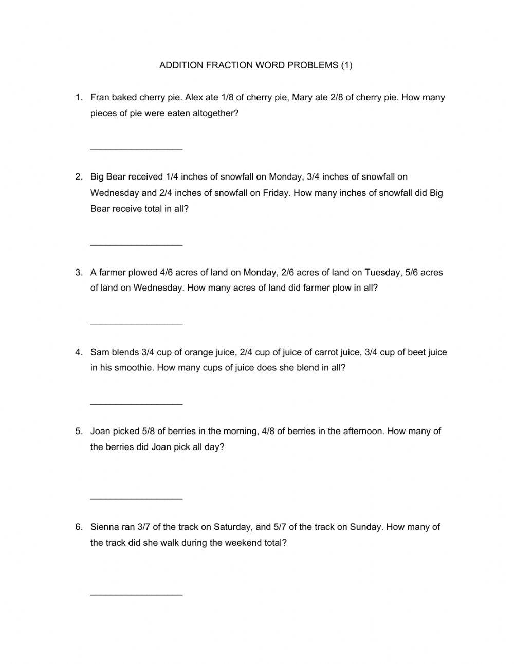 Fraction word problems (1)