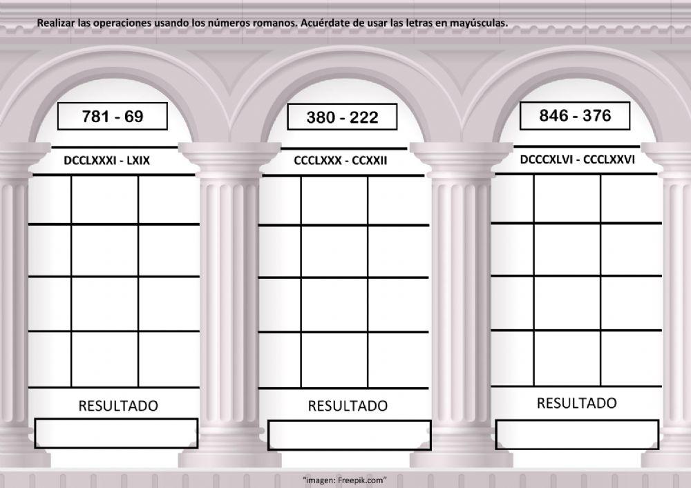 Resta abn con números romanos