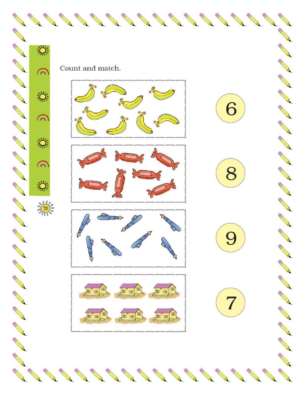 Numbers 1 to 9 COUNT AND MATCH