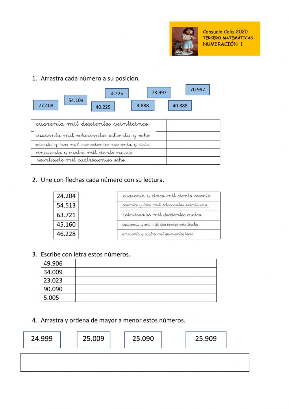Numeración hasta la decena de mil