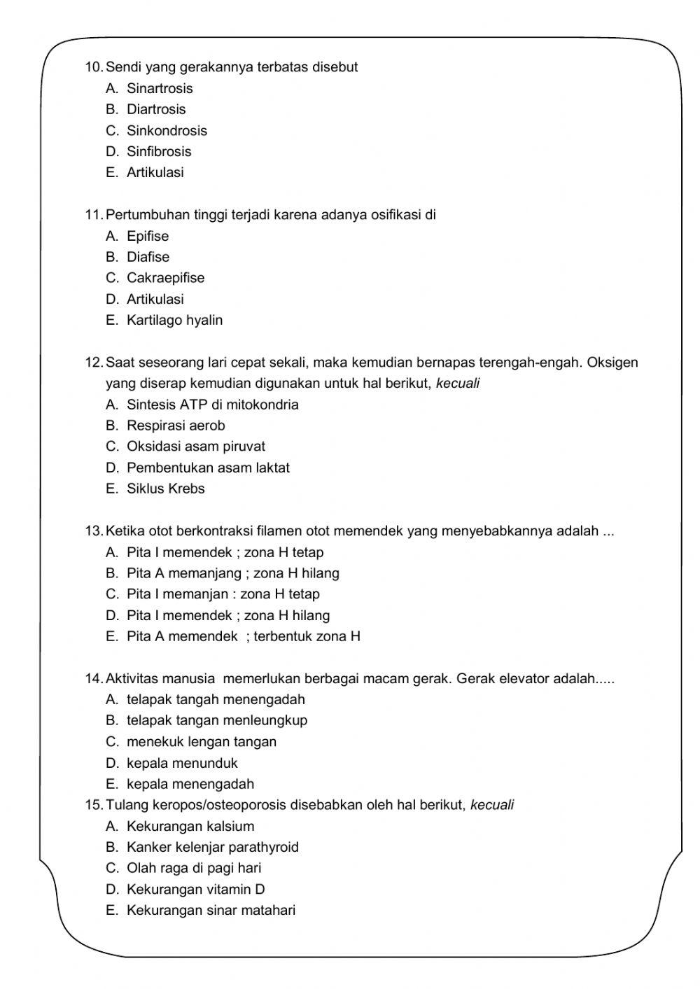 Soal PM Biologi - Sistem Gerak