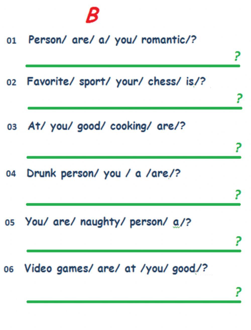 Order questions, part B