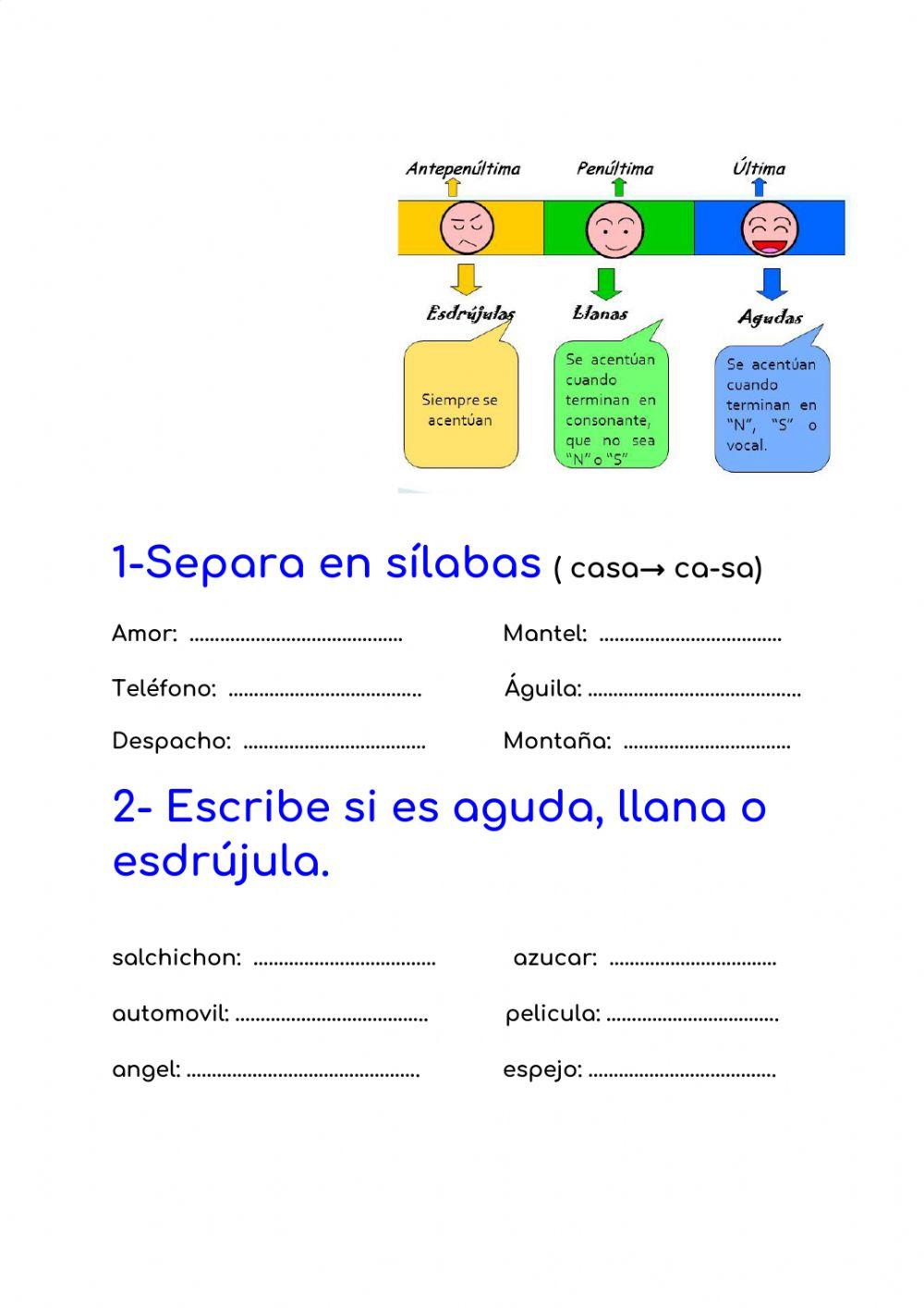 Separar sílabas y acentuación
