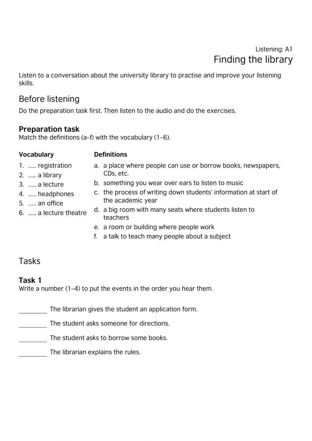 At the library (listeninig)