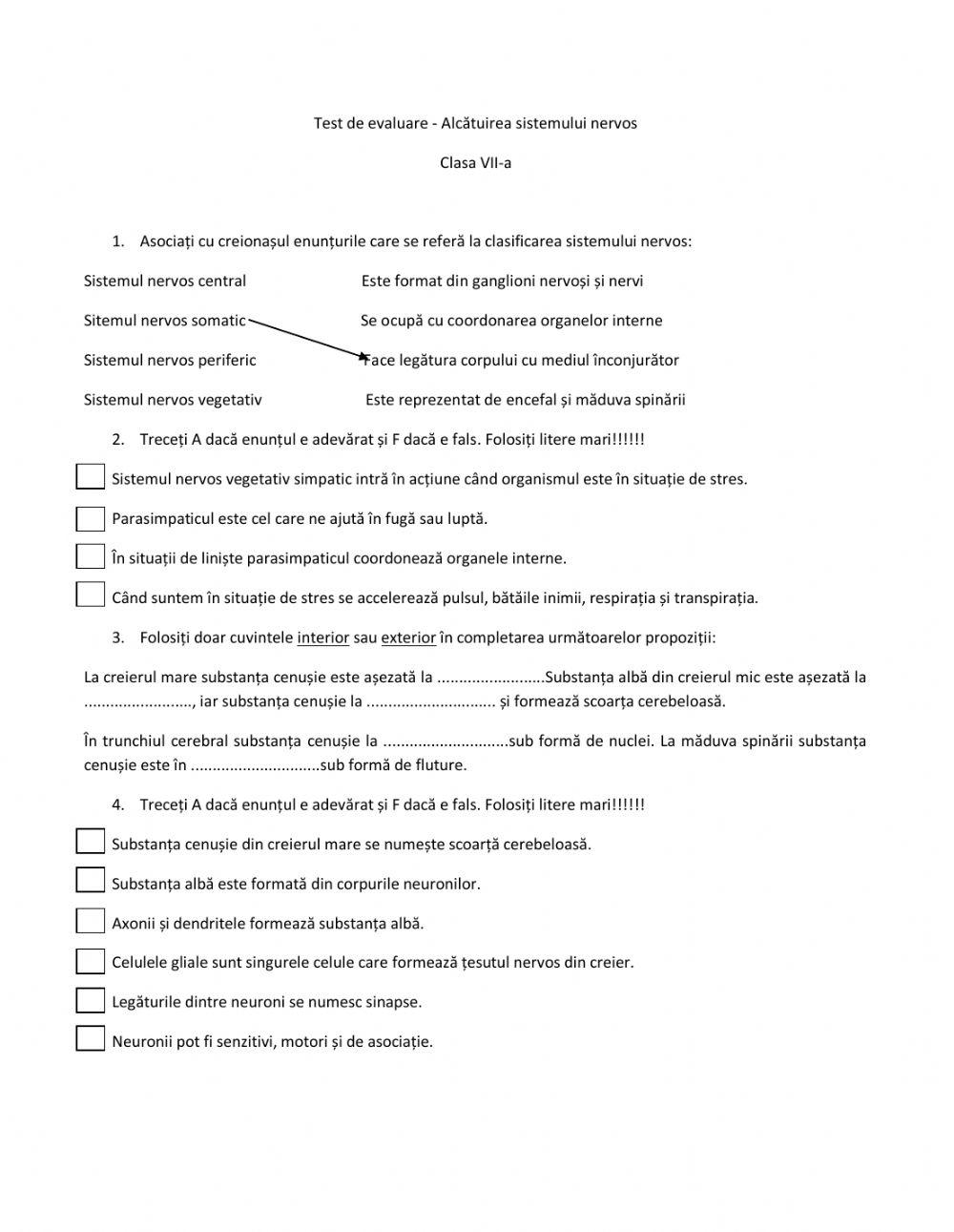 Test sistem nervos alcatuire
