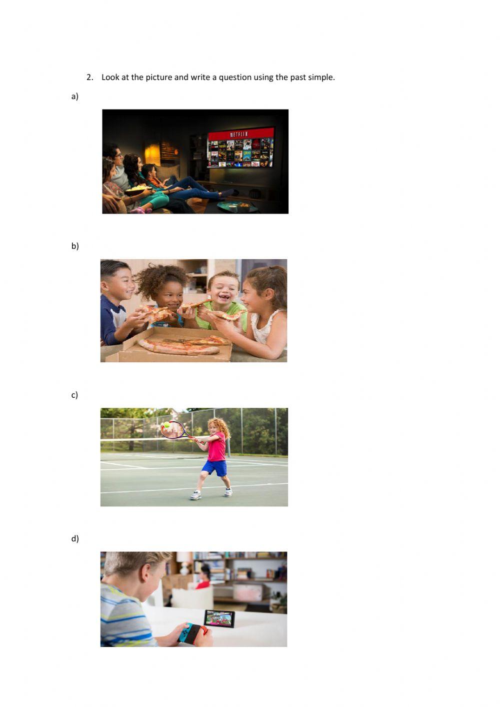 Writing worksheet - Past simple questions and short answers.