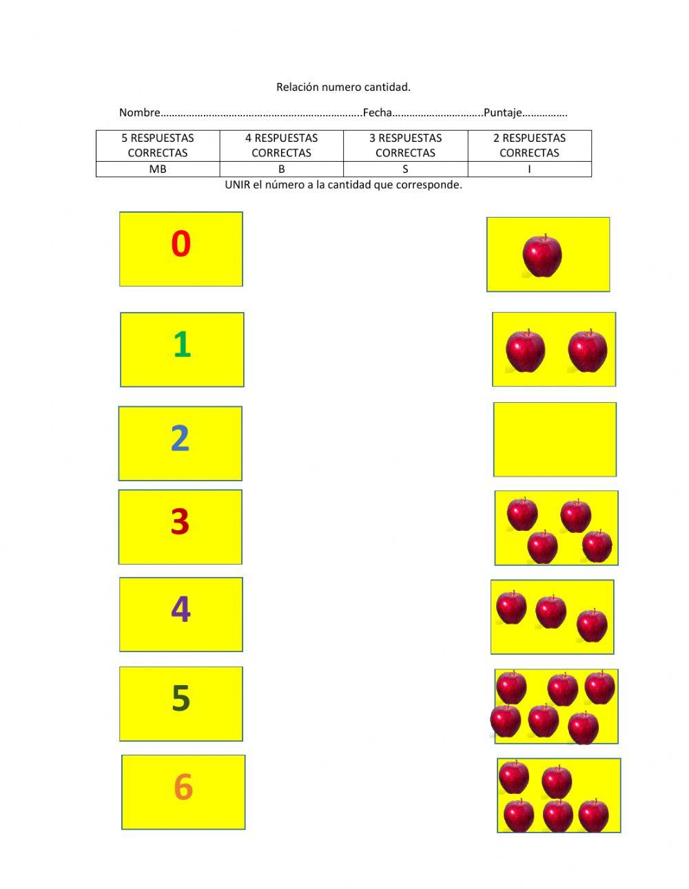 Asociacion numero y cantidad