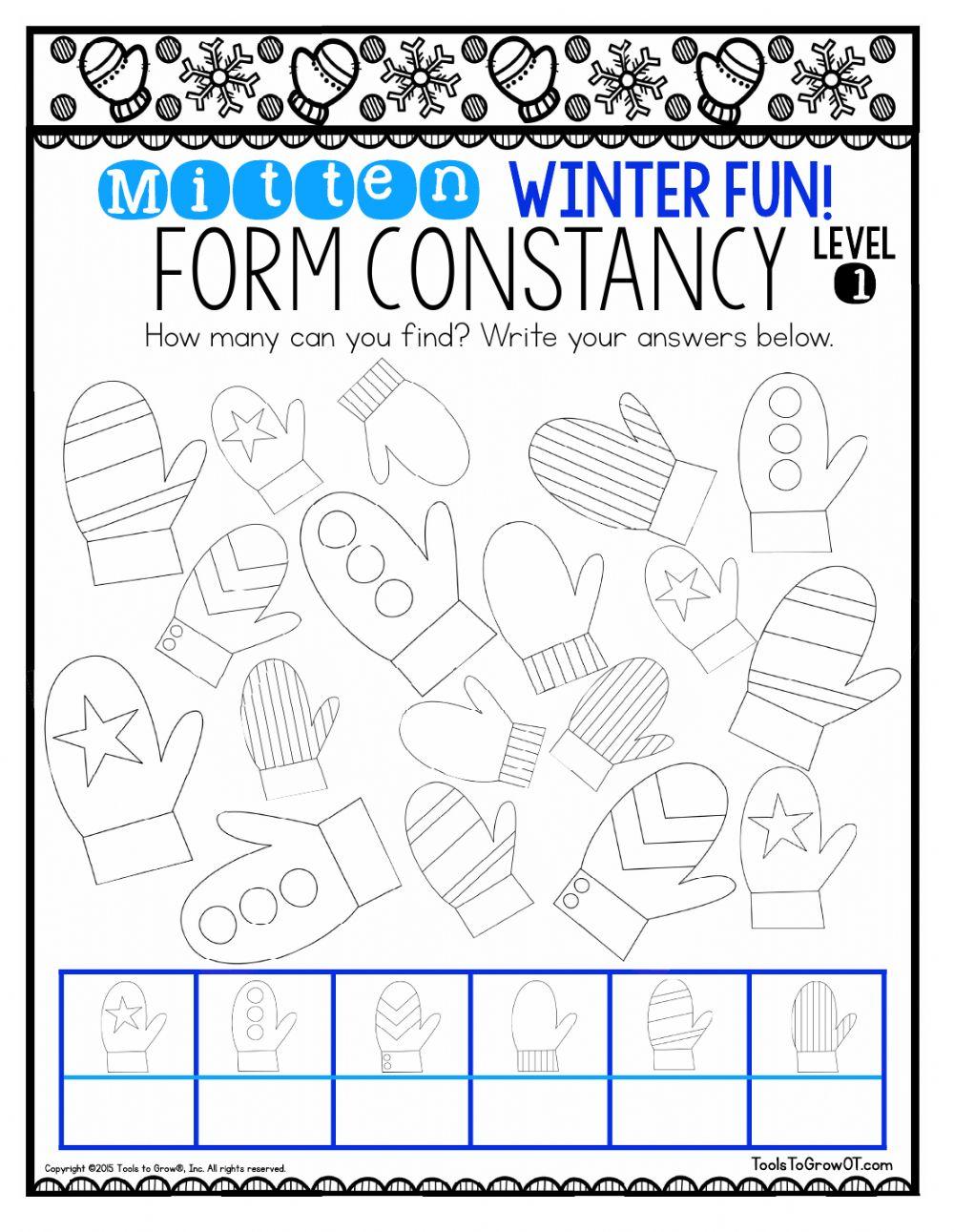 Mitten Winter fun Form Constancy online exercise for Live Worksheets