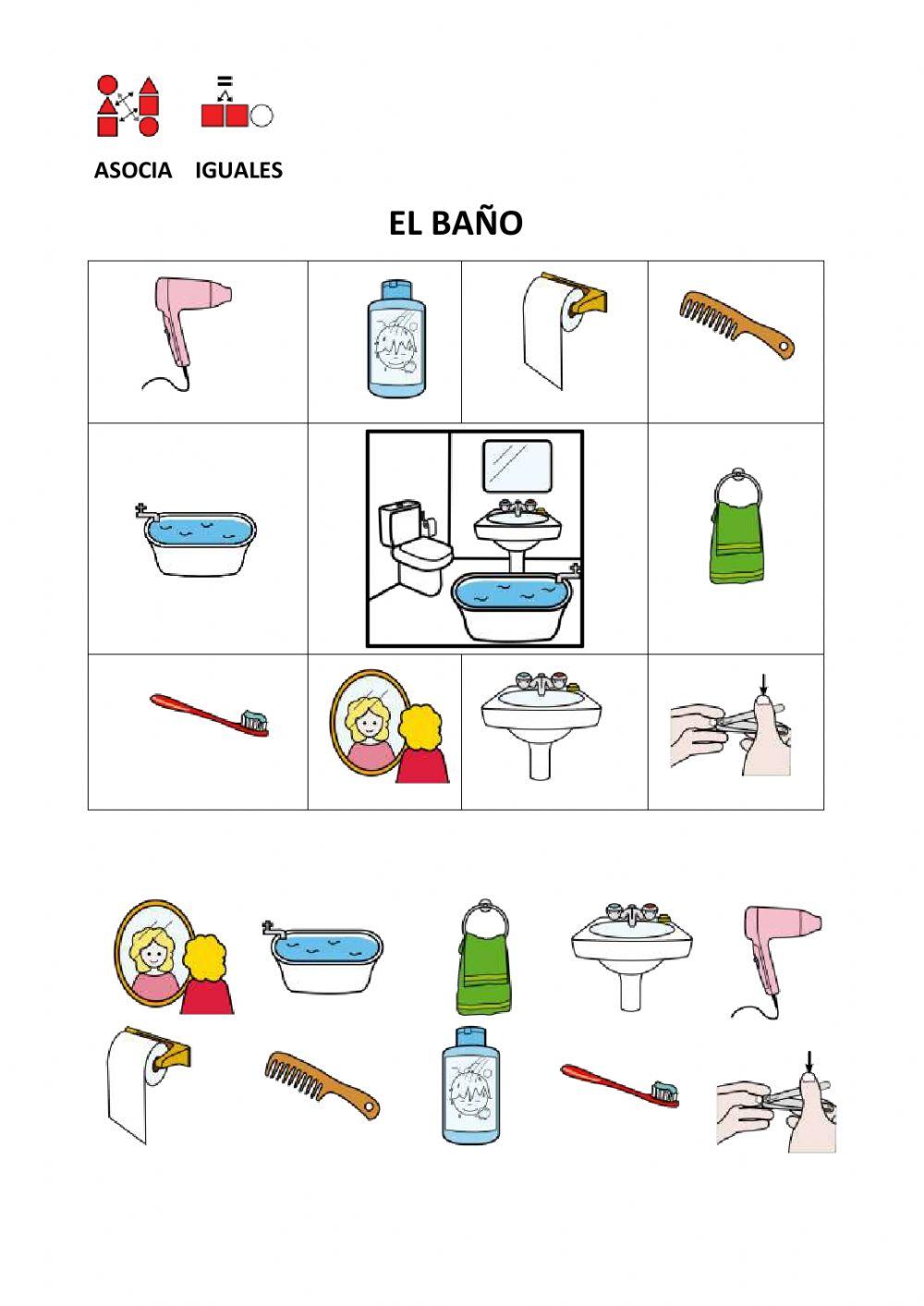 Asocia iguales el baño