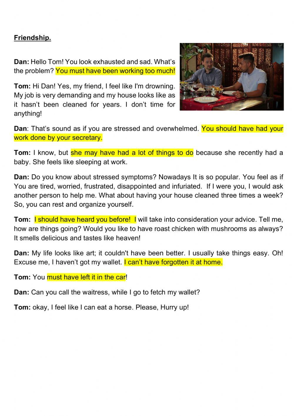 Past modals and verbs of senses