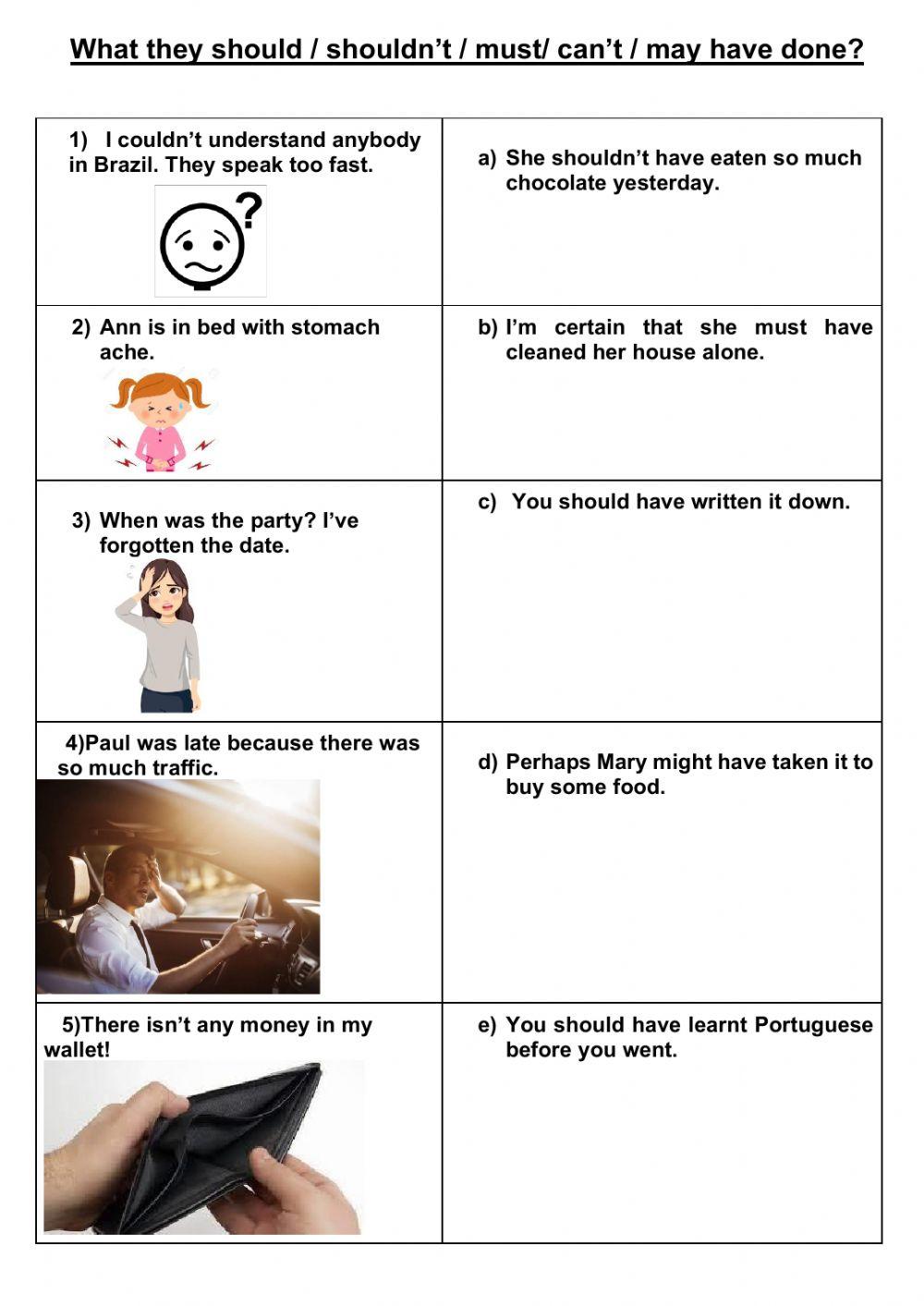 Past modals and verbs of senses