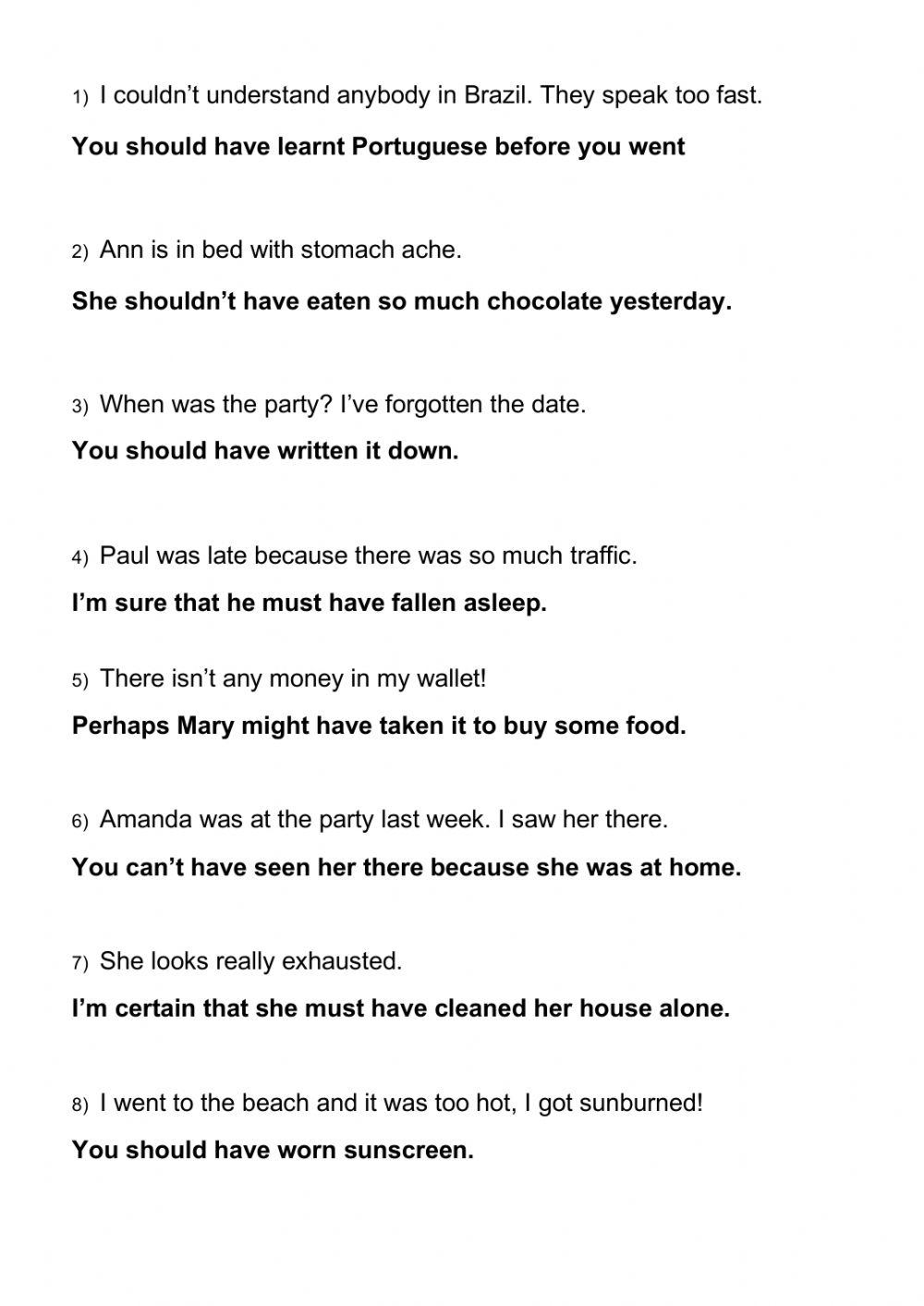 Past modals and verbs of senses