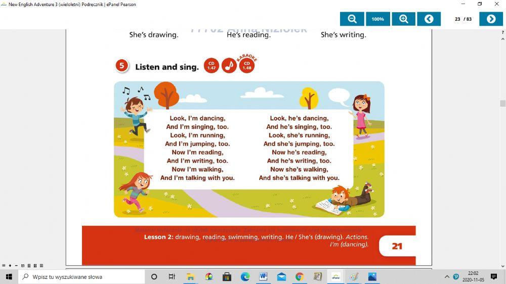 New English Adventure 3 song unit 3