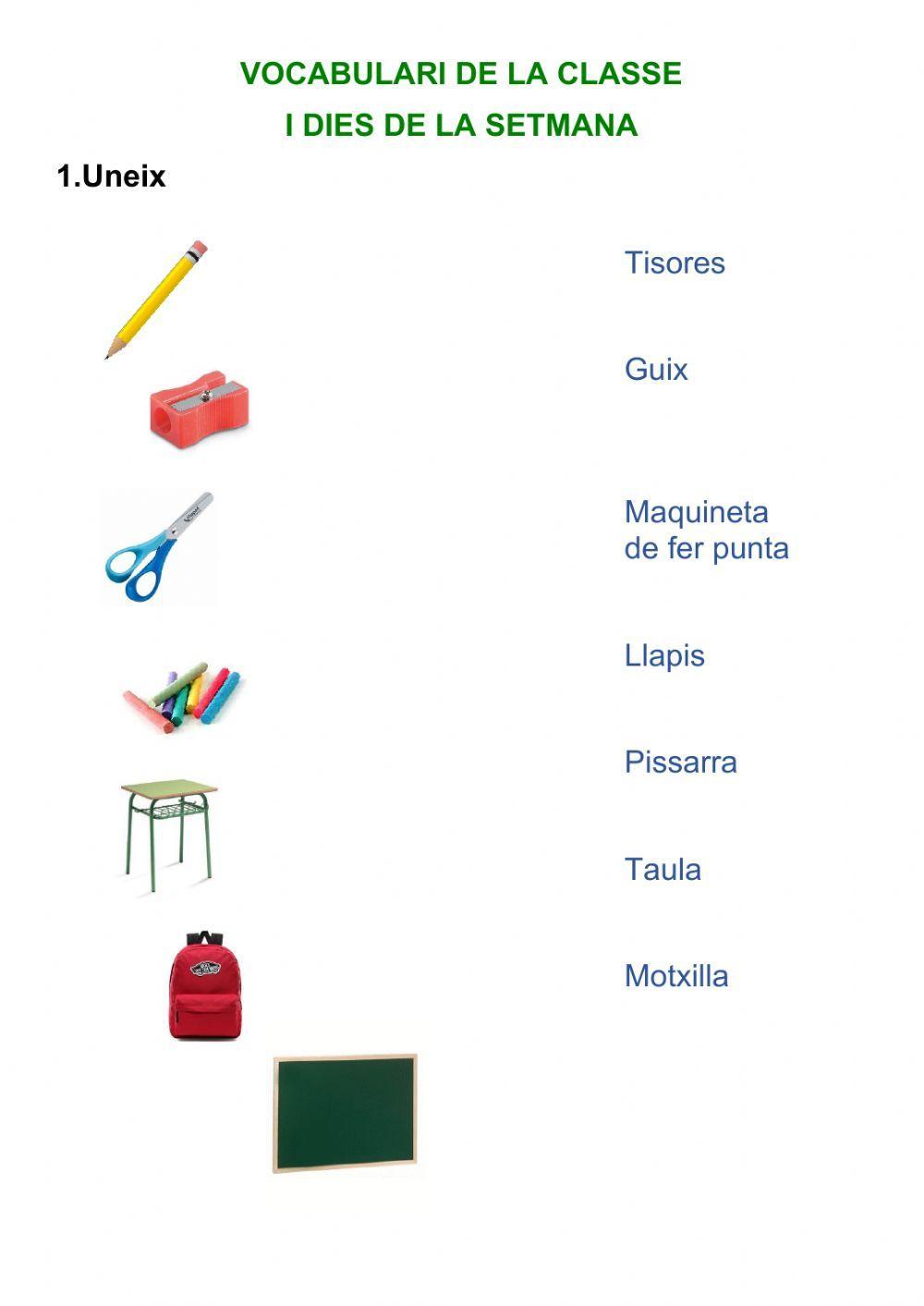 Coses de la classe i dies de la setmana